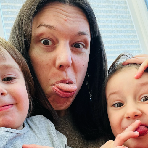 My kids and I making grimaces